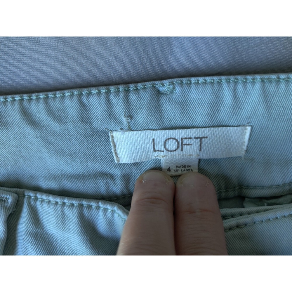 Loft Ankle Pants with Double Fringe Bottoms‎ Soft Mint Green Women's Size 4 - Picture 3 of 3